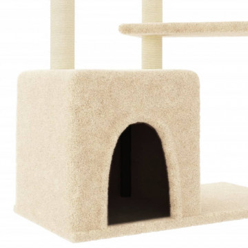 Ansamblu de pisici cu stâlpi din funie de sisal, crem, 107,5 cm - Img 5