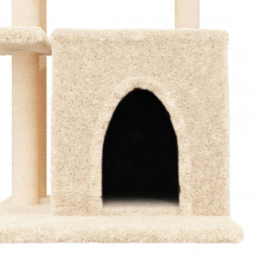 Ansamblu de pisici cu stâlpi din funie de sisal, crem, 83,5 cm - Img 6