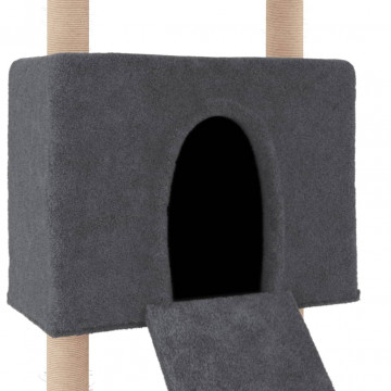 Ansamblu de pisici, stâlpi din funie sisal, gri închis, 153 cm - Img 5