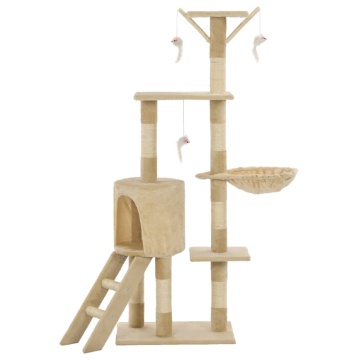 Ansamblu pisici cu stâlpi din funie de sisal, 138 cm, bej - Img 3