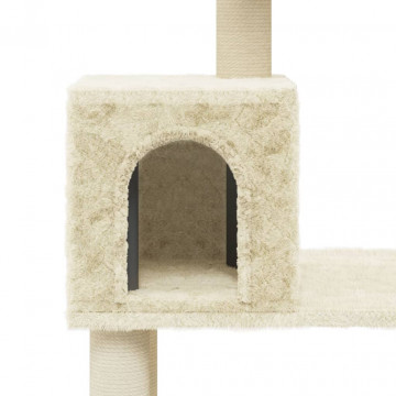 Ansamblu pisici cu stâlpi din funie de sisal, crem, 147 cm - Img 6