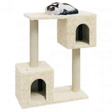 Ansamblu pisici cu stâlpi din funie de sisal, crem, 60 cm - Img 3