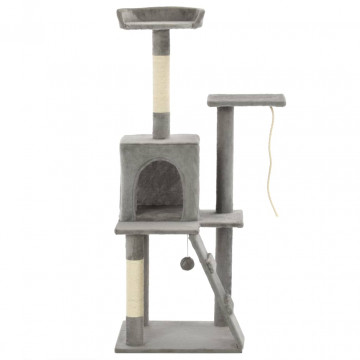 Ansamblu pisici, stâlpi cu funie de sisal, 120 cm, gri - Img 2