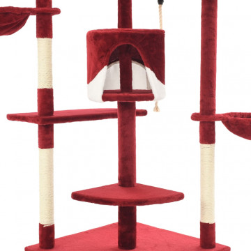 Ansamblu pisici, stâlpi din funie de sisal 203 cm Roșu și Alb - Img 6