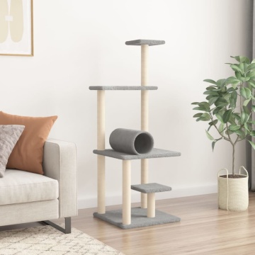 Ansamblu pisici, stâlpi din funie sisal, gri deschis, 136 cm - Img 3