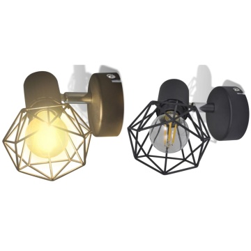 Aplice perete cadru sârmă, stil industrial, negru, bec cu filament LED - Img 3