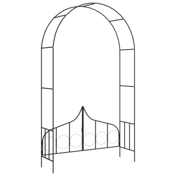 Arcadă de grădină cu poartă, negru, 138 x 40 x 238 cm, fier - Img 4