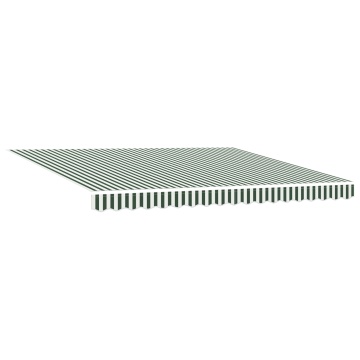 awning retractabil automat verde și alb 400x300 cm, ViaXL awning fabric de înlocuire pentru cadru de 4x3 m verde și alb - Img 2
