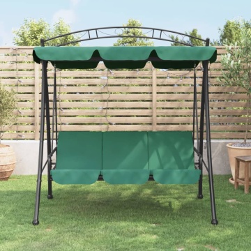 Balansoar de grădină cu baldachin verde 198 cm țesătură și oțel - Img 1