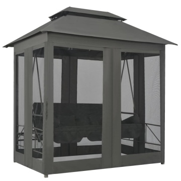 Balansoar extensibil cu copertină antracit 220x160x240 cm oțel - Img 4