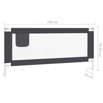 Balustradă de protecție pat copii, gri închis, 200x25 cm textil - Img 6