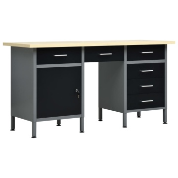 Banc de lucru, negru, 160 x 60 x 85 cm, oțel - Img 1