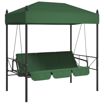Bancă balansoar de grădină cu copertină, verde, oțel - Img 2