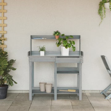 Bancă cu spalier pentru plantare, gri, lemn masiv de brad - Img 4