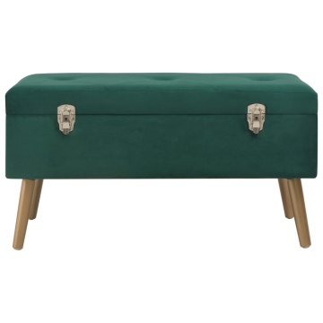 Bancă cu un compartiment de depozitare, verde, 80 cm, catifea - Img 2