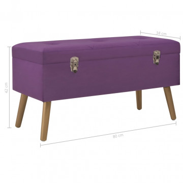 Bancă cu un compartiment de depozitare, violet, 80 cm, catifea - Img 5
