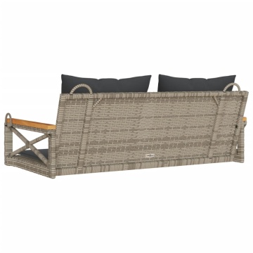 Bancă de balansoar cu perne, gri, 109x62x40 cm, poliratan - Img 5