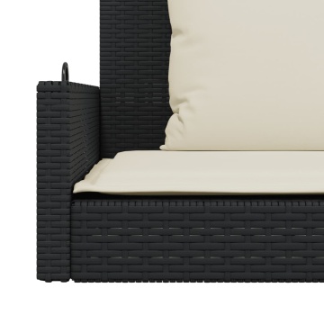 Bancă de balansoar cu perne, negru, 119x56x48 cm, poliratan - Img 7