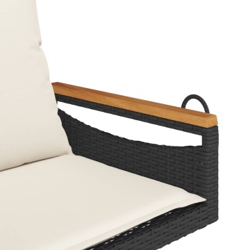 Bancă de balansoar cu perne, negru, 63x62x40 cm, poliratan - Img 6