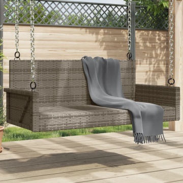 Bancă de balansoar, gri, 119x56x48 cm, poliratan - Img 1