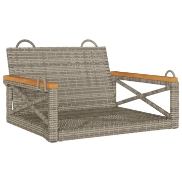 Bancă de balansoar, gri, 63x62x40 cm, poliratan - Img 2