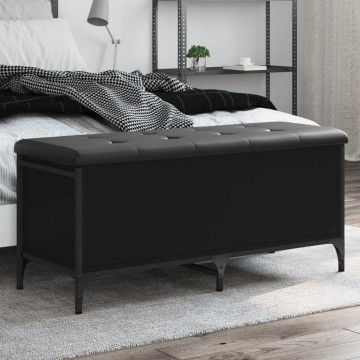 Bancă de depozitare, negru, 102x42x45 cm, lemn prelucrat - Img 1