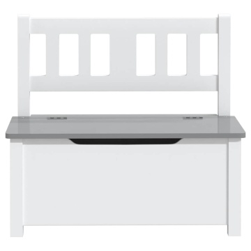 Bancă de depozitare pentru copii, alb/gri, 60x30x55 cm, MDF - Img 4