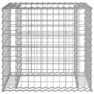 Bancă de grădină cu coș gabion, lemn masiv de pin - Img 5