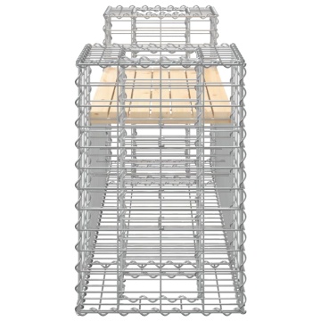 Bancă de grădină cu gabion, 183x41x60,5 cm, lemn masiv pin - Img 4