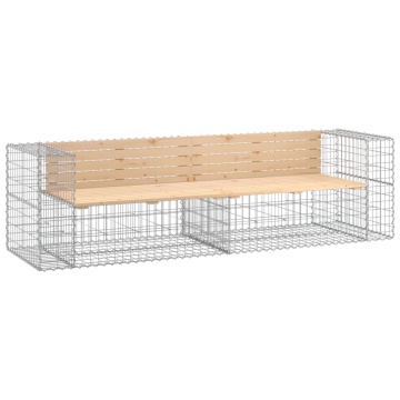 Bancă de grădină cu gabion, 244x71x65,5 cm, lemn masiv de pin - Img 2