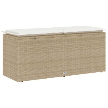 Bancă de grădină cu pernă Bej 110x40x44 cm polirattan - Img 5