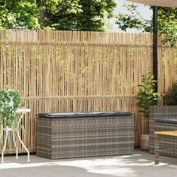 Bancă de grădină cu pernă gri 110x40x44 cm polirattan - Img 2