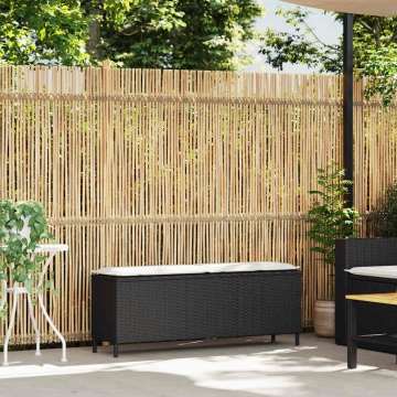 Bancă de grădină cu pernă neagră 110x30x40,5 cm Poly Rattan - Img 2