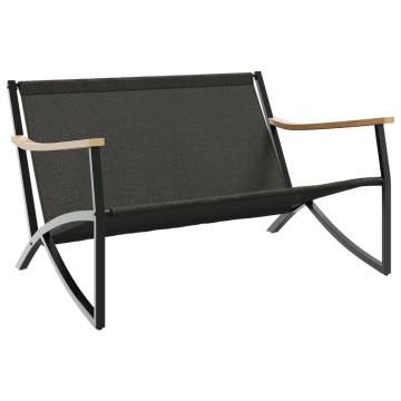 Bancă de grădină cu perne, negru, 120 cm, oțel - Img 8