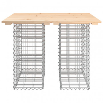 Bancă de grădină, design gabion, 100x102x72cm, lemn masiv pin - Img 3