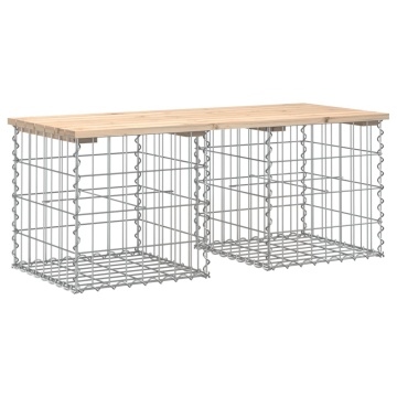 Bancă de grădină, design gabion, 103x44x42cm, lemn masiv de pin - Img 2