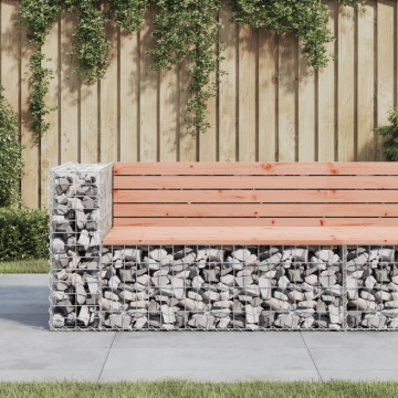 Bancă de grădină design gabion 122x71x65,5cm lemn masiv Douglas - Img 1