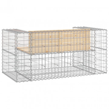 Bancă de grădină, design gabion, 143x71x65,5cm, lemn masiv pin - Img 8