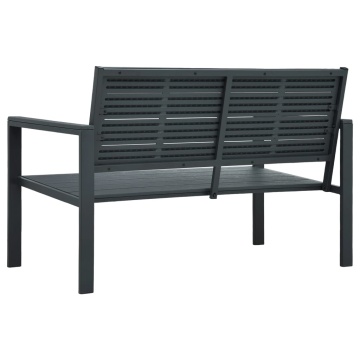 Bancă de grădină, gri, 120 cm, HDPE, aspect de lemn - Img 4