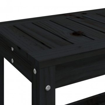 Bancă de grădină, negru, 108x35x45 cm, lemn masiv de pin - Img 6