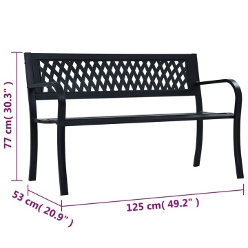 Bancă de grădină, negru, 125 cm, oțel - Img 11