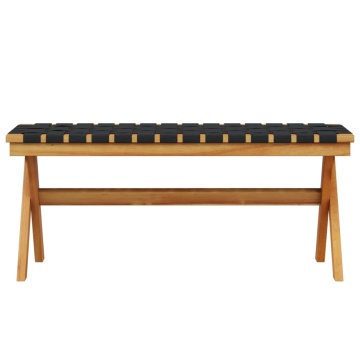Bancă de grădină, negru, lemn masiv acacia/textil - Img 2
