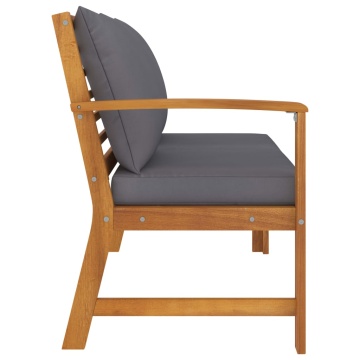 Bancă de grădină, perne gri închis, 114,5 cm, lemn masiv acacia - Img 3