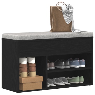 Bancă de hol Negru Stejar 60x30x45 cm Lemn compozit - Img 3