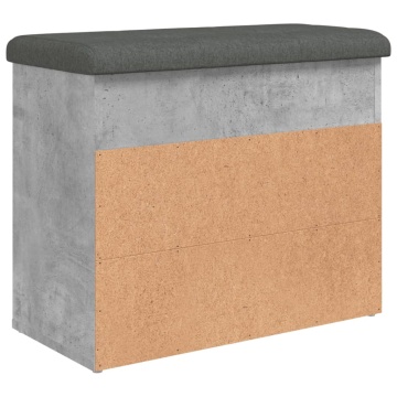 Bancă de pantofi, gri beton, 62x32x50 cm, lemn prelucrat - Img 7
