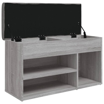 Bancă de pantofi, gri sonoma, 82x32x45,5 cm, lemn prelucrat - Img 8