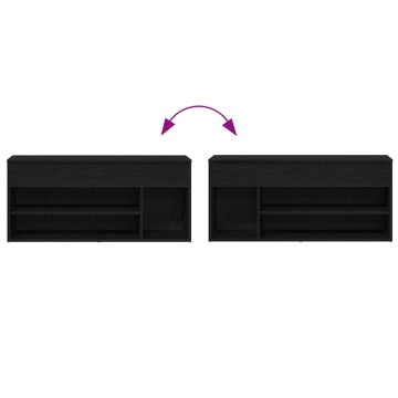 Bancă de pantofi Stejar negru 102x30,5x45 cm Lemn prelucrat - Img 7