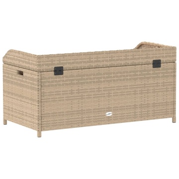 Bancă depozitare grădină, bej mix 100x50x52 cm poliratan/acacia - Img 5