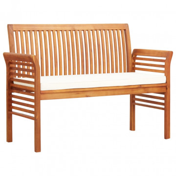Bancă grădină cu 2 locuri &amp; pernă, 120 cm, lemn masiv acacia - Img 1