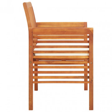 Bancă grădină cu 2 locuri &amp; pernă, 120 cm, lemn masiv acacia - Img 3
